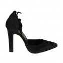 Woman's pointy open shoe with laces in black suede heel 10 - Available sizes:  42, 43, 46