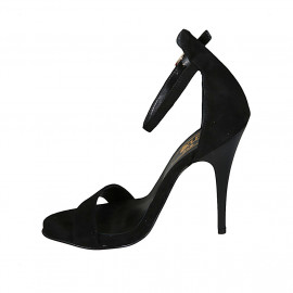 Woman's open shoe with ankle strap in black suede heel 11 - Available sizes:  46 2