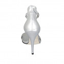 Woman's open shoe with strap in silver laminated and glittered leather heel 11 - Available sizes:  45