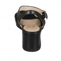 Woman's sandal with strap in black leather wedge heel 5 - Available sizes:  43