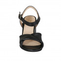 Sandalo da donna con cinturino in pelle nera zeppa 5 - Misure disponibili: 43