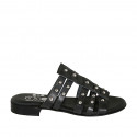 Mules con tachuelas para mujer en piel negra tacon 2 - Tallas disponibles:  32