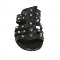 Mules con tachuelas para mujer en piel negra tacon 2 - Tallas disponibles:  32