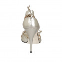 Woman's open shoe with laces in platinum laminated leather heel 11 - Available sizes:  42, 43