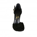 Woman's open shoe with knot and strap in black suede heel 11 - Available sizes:  42