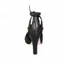 Woman's open shoe with laces in black leather heel 10 - Available sizes:  34, 42