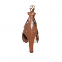Woman's open shoe with laces in cognac brown leather heel 10 - Available sizes:  32