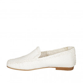 Mocassin pour femmes en cuir tressé blanc talon 1 - Pointures disponibles:  32 2