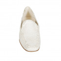 Mocasin para mujer en piel trensada blanca tacon 1 - Tallas disponibles:  32