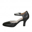 Dancing shoes with strap in black leather heel 7 - Available sizes:  32