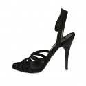 Woman's sandal with anklestrap in black suede heel 11 - Available sizes:  42