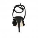 Sandale pour femmes avec courroie à la cheville en daim noir talon 11 - Pointures disponibles:  42