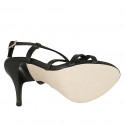 Woman's sandal in black leather with crossed strap heel 11 - Available sizes:  42