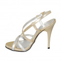 Sandalia para mujer en piel oro y plateada con cinturon cruzado tacon 11 - Tallas disponibles:  42