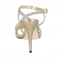 Sandalo in pelle oro e argento con cinturino incrociato tacco 11 - Misure disponibili: 42
