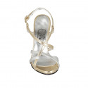 Woman's sandal in golden and silver leather with crossed strap heel 11 - Available sizes:  42