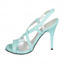 Sandale pour femmes en cuir verte menthe avec courroie croisé talon 11 - Pointures disponibles:  42, 43