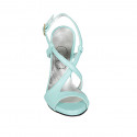 Sandalia para mujer en piel verde menta con cinturon cruzado tacon 11 - Tallas disponibles:  42, 43