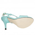 Woman's sandal in mint green leather with crossed strap heel 11 - Available sizes:  42, 43