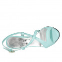 Sandalo in pelle verde acqua con cinturino incrociato tacco 11 - Misure disponibili: 42, 43
