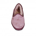 Mocassino friulano da donna in camoscio rosa con fodera in pelliccia tacco 1 - Misure disponibili: 42