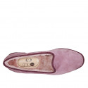 Woman's friulane slipper shoe in pink suede with fur lining heel 1 - Available sizes:  42