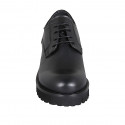 Woman's derby laced shoe in black leather heel 3 - Available sizes:  32, 44