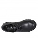 Woman's derby laced shoe in black leather heel 3 - Available sizes:  32, 44