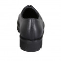 Zapato derby con cordones para mujer en piel negra tacon 3 - Tallas disponibles:  32