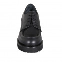 Woman's laced derby shoe in black leather heel 3 - Available sizes:  32