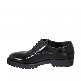 Zapato derby con cordones en charol negro para mujer tacon 3 - Tallas disponibles:  44, 45 2