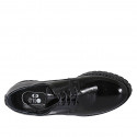 Woman's derby laced shoe in black patent leather heel 3 - Available sizes:  44, 45
