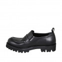 Mocassin pour femmes avec elastiques en cuir noir talon 3 - Pointures disponibles:  32