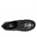 Mocassin pour femmes avec elastiques en cuir noir talon 3 - Pointures disponibles:  32