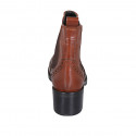 Bottines avec elastiques et bout golf pour femmes en cuir cognac talon 5 - Pointures disponibles:  43