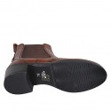 Bottines avec elastiques et bout golf pour femmes en cuir cognac talon 5 - Pointures disponibles:  43