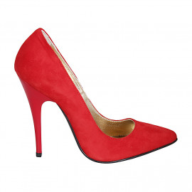 Escarpin à bout pointu pour femmes en daim rouge talon 11 - Pointures disponibles:  32