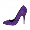 Escarpin à bout pointu pour femmes en daim violette talon 11 - Pointures disponibles:  32