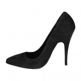 Zapato de salon puntiagudo en gamuza de color negro para mujer tacon 11 - Tallas disponibles:  31, 32 2