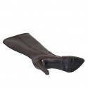 Stivale a punta da donna con cerniera in pelle marrone scuro tacco 10 - Misure disponibili: 32