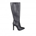 Woman's pointy boot with zipper in black leather heel 10 - Available sizes:  31